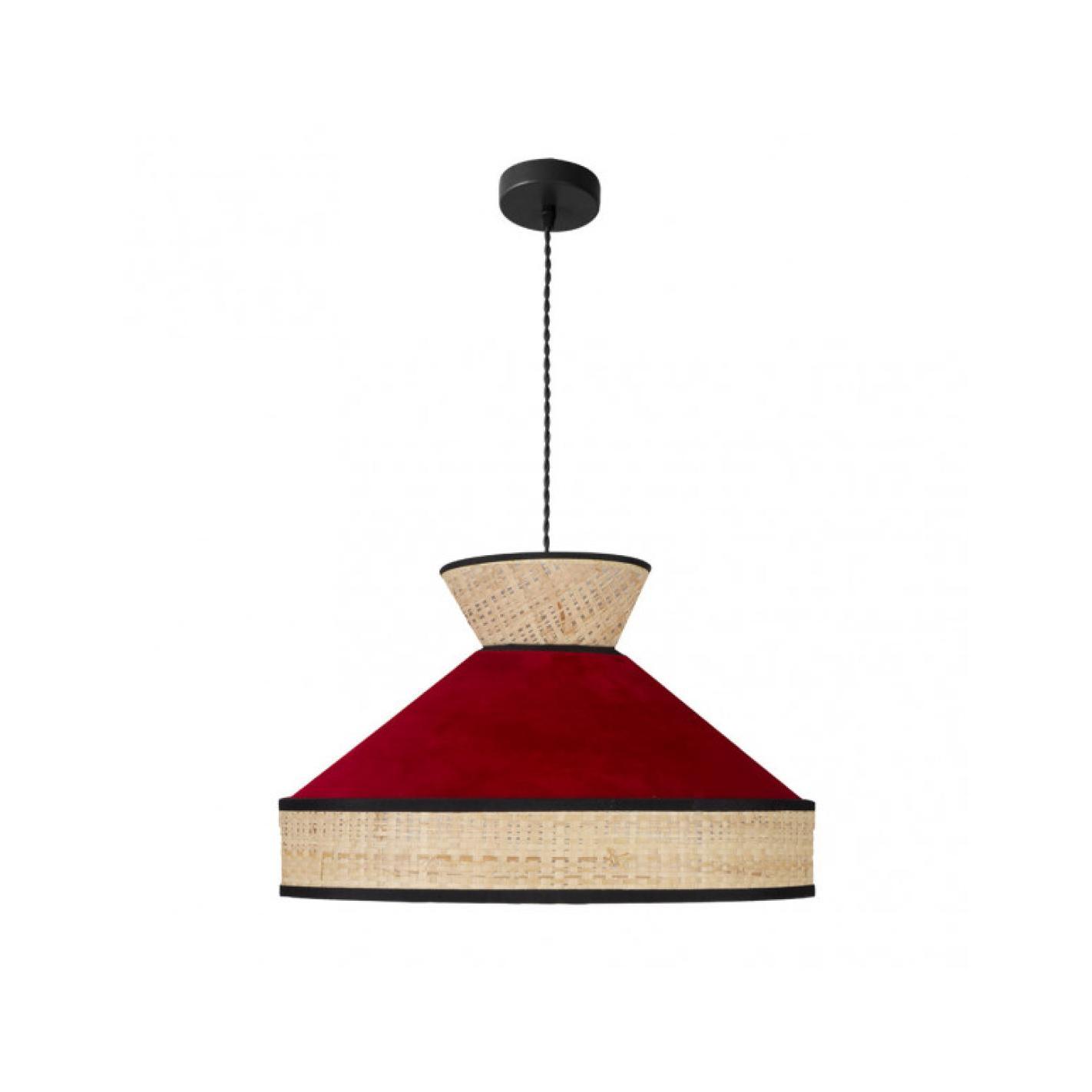 Fabrilamp - Colgante Fabrizio 1xe27 Natural/rojo Regx50x50 Cm