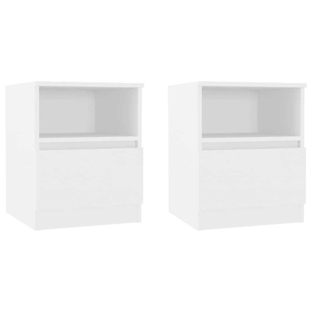 vidaXL Mesitas de noche 2 uds madera contrachapada blanco 40x40x50 cm