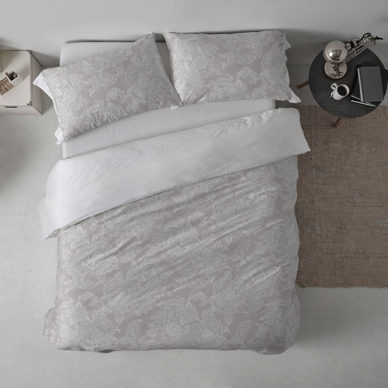 Funda Nórdica BURRITO BLANCO 100% Algodón 200 Hilos Diseño Ornamental Greige - Tacto Extrasuave, Larga Duración - Sin Bajera - Cama 90-200cm