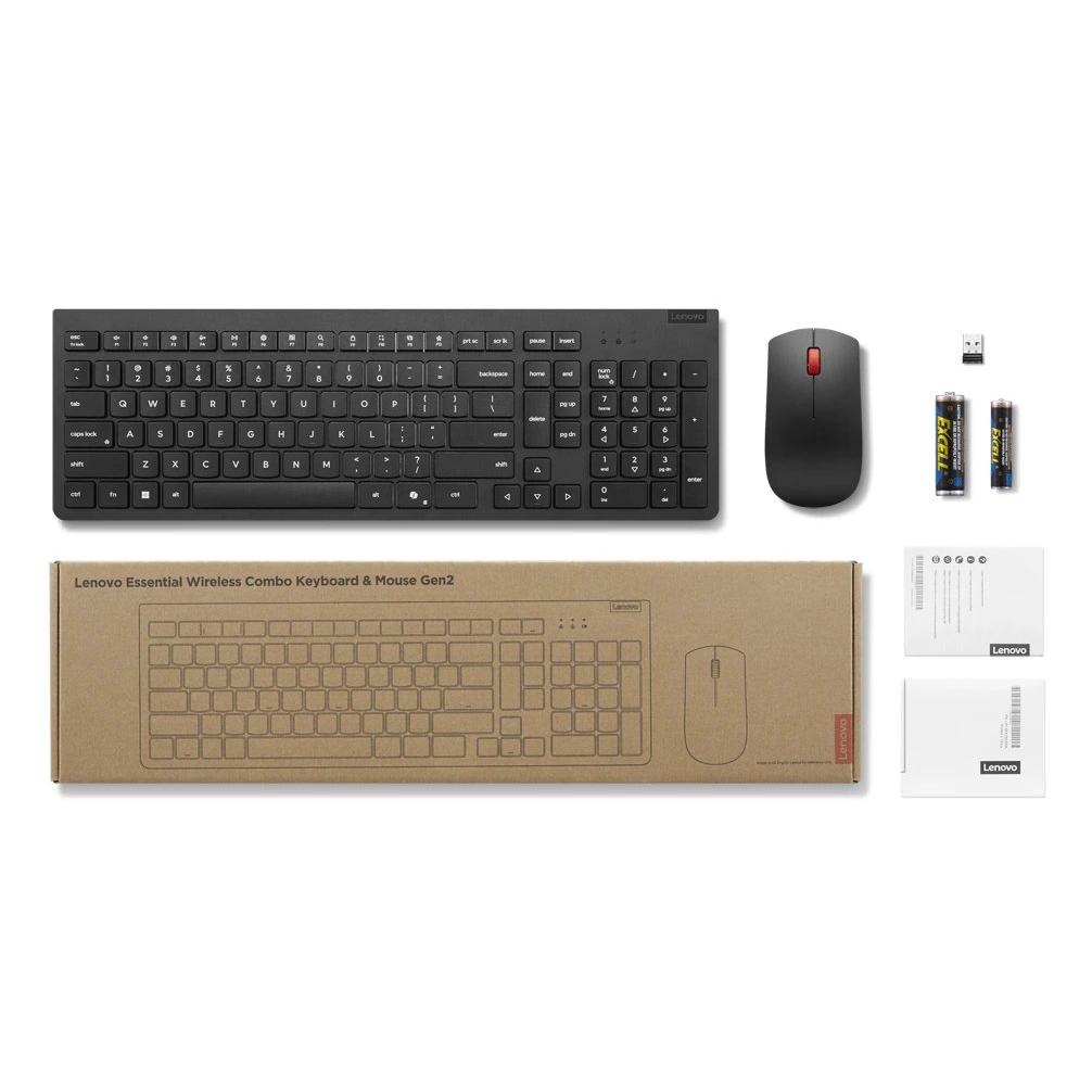 Teclado y Raton (Pack) Oficina, Hogar de Tijera Ratón Óptico Lenovo 4X31R64484 | RF inalámbrico, Negro