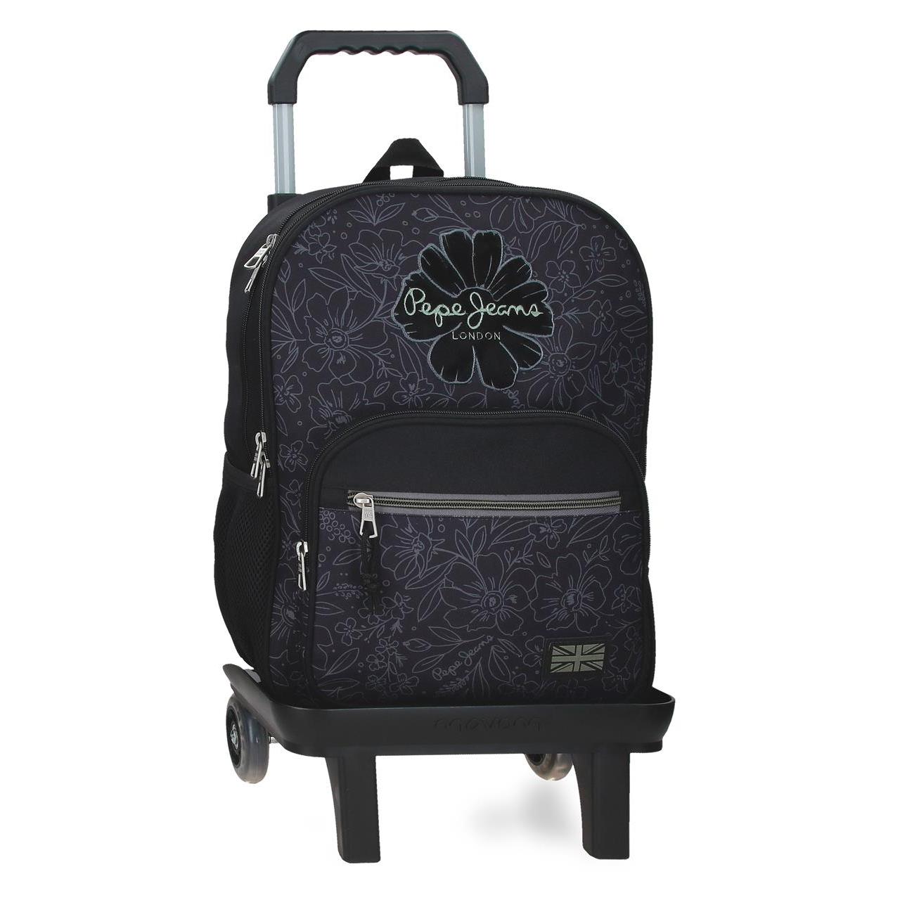 Mochila escolar con carro Pepe jeans Eloise negro