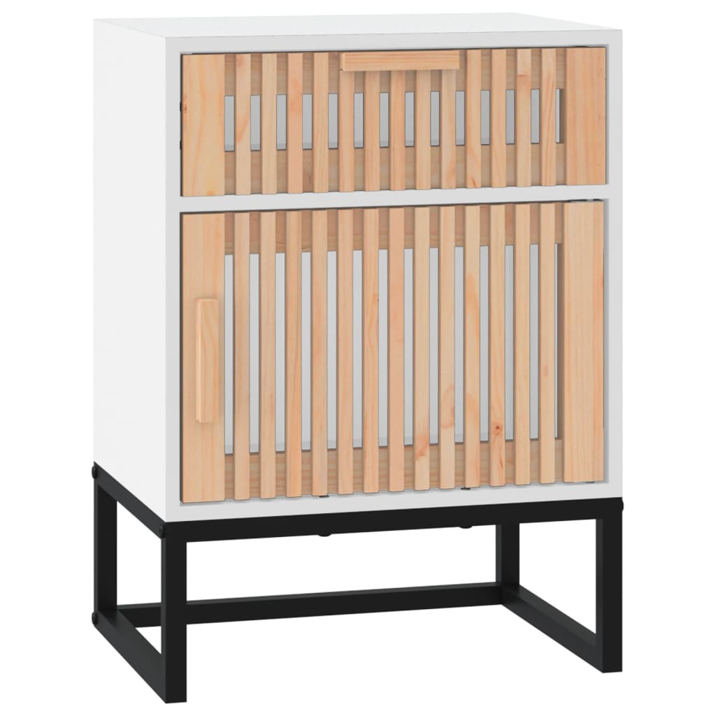 Vidaxl Mesita de Noche Hierro y Madera Contrachapada 40x30x55.5 Cm Blanco