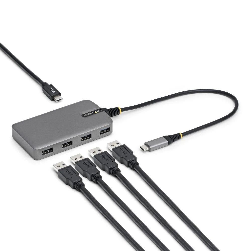 HUB Switch puertos 4 puertos USB-A (USB 3.2 Gen 1); 1 puerto USB-C adicional (entrada auxiliar de alimentación) StarTech 5G4AC-USB-C-HUB | USB-A (USB 3.2 Gen 1), Gris