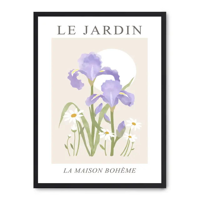 Cuadro le jardin xii 30x40cm, Póster impreso en papel de primera calidad de 180gr, montado sobre marco de madera MDF acabado en negro., Arte - Pinturas