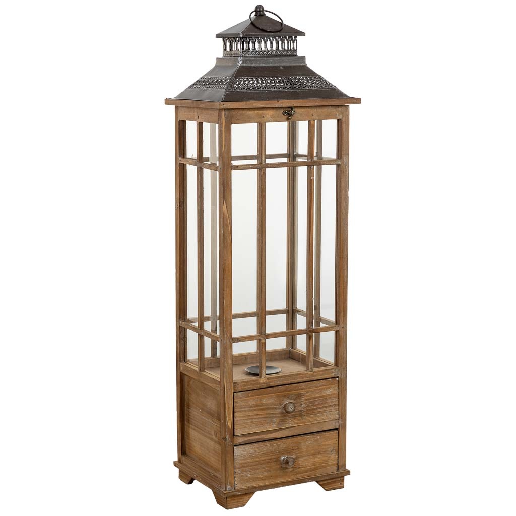Wonderlust Deco - Farol de madera marrón 31x25.5x99h cm Marrón 31x25.5x99h cm