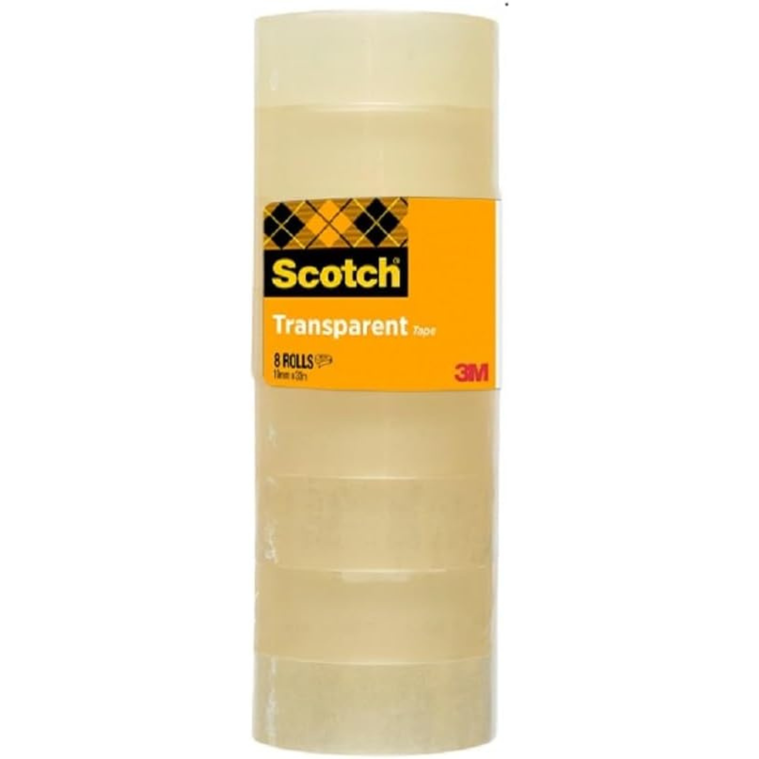 Scotch Cinta Adhesiva Transparente, Paquete 8 Rollos, 19 mm x 33 m, 19mm x 33m Cinta Adhesiva para Uso General para el Colegio, el Hogar y la Oficina, Vuelta al Cole