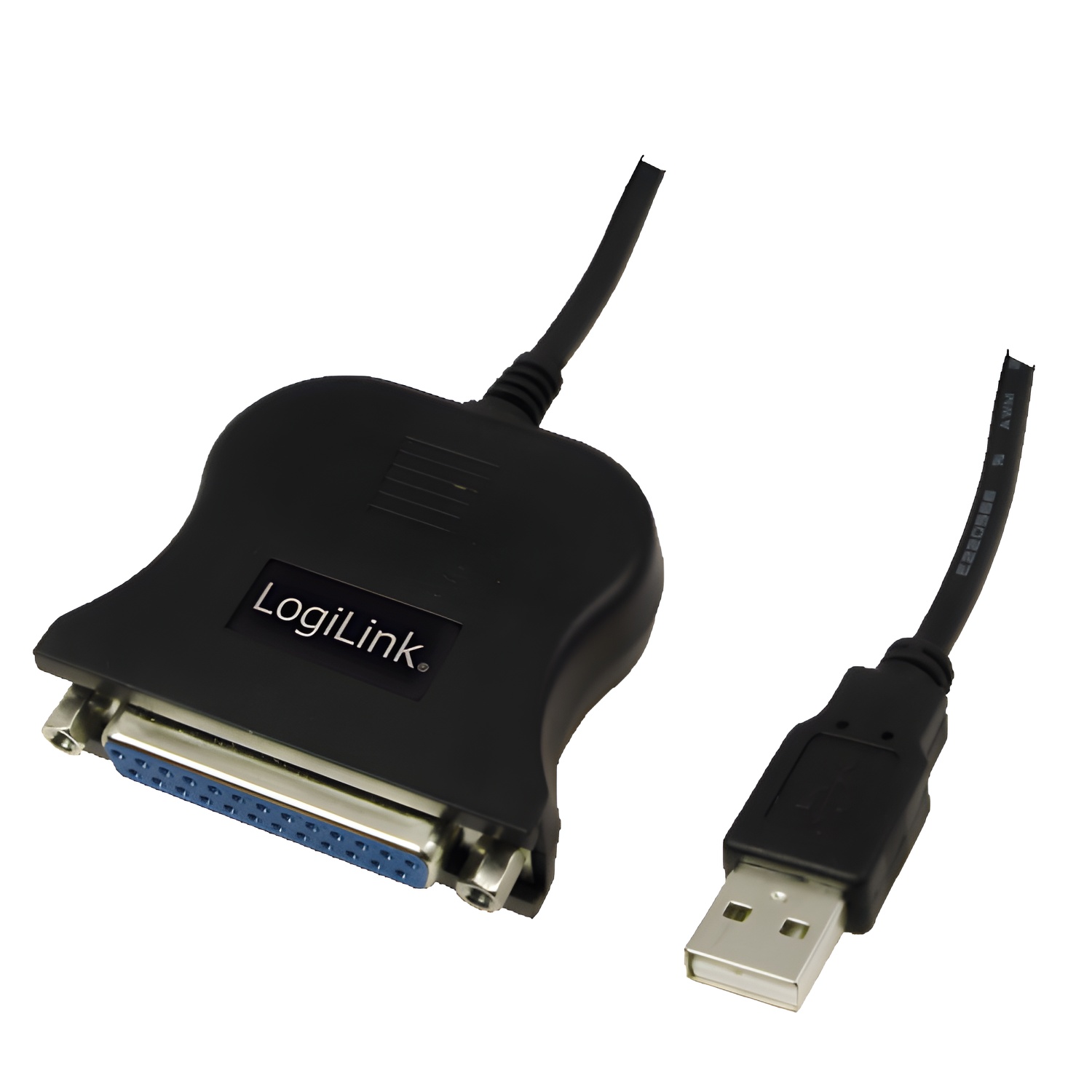 LogiLink UA0054A - USB 2.0 to D-sub 25-pin adapter, 1.5m cable for connecting D-sub devices to PC or laptop, compatible with Windows systems, features durable connectors for reliable connection.