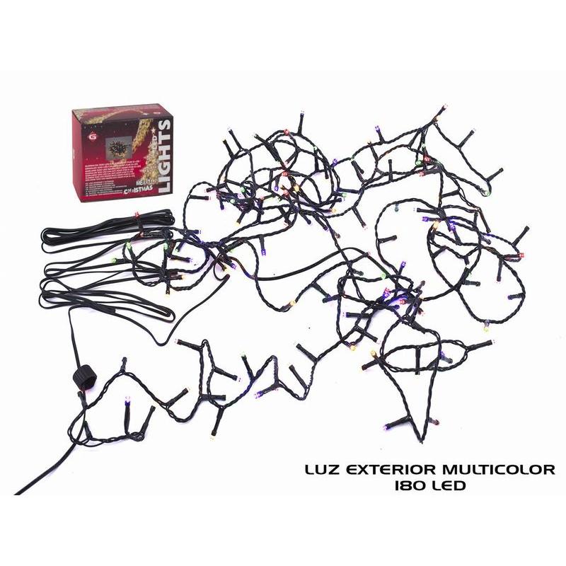 Gerimport Iluminación LED Cordón Uso Doméstico 180 Leds Multicolor Exterior 5+9 Metros