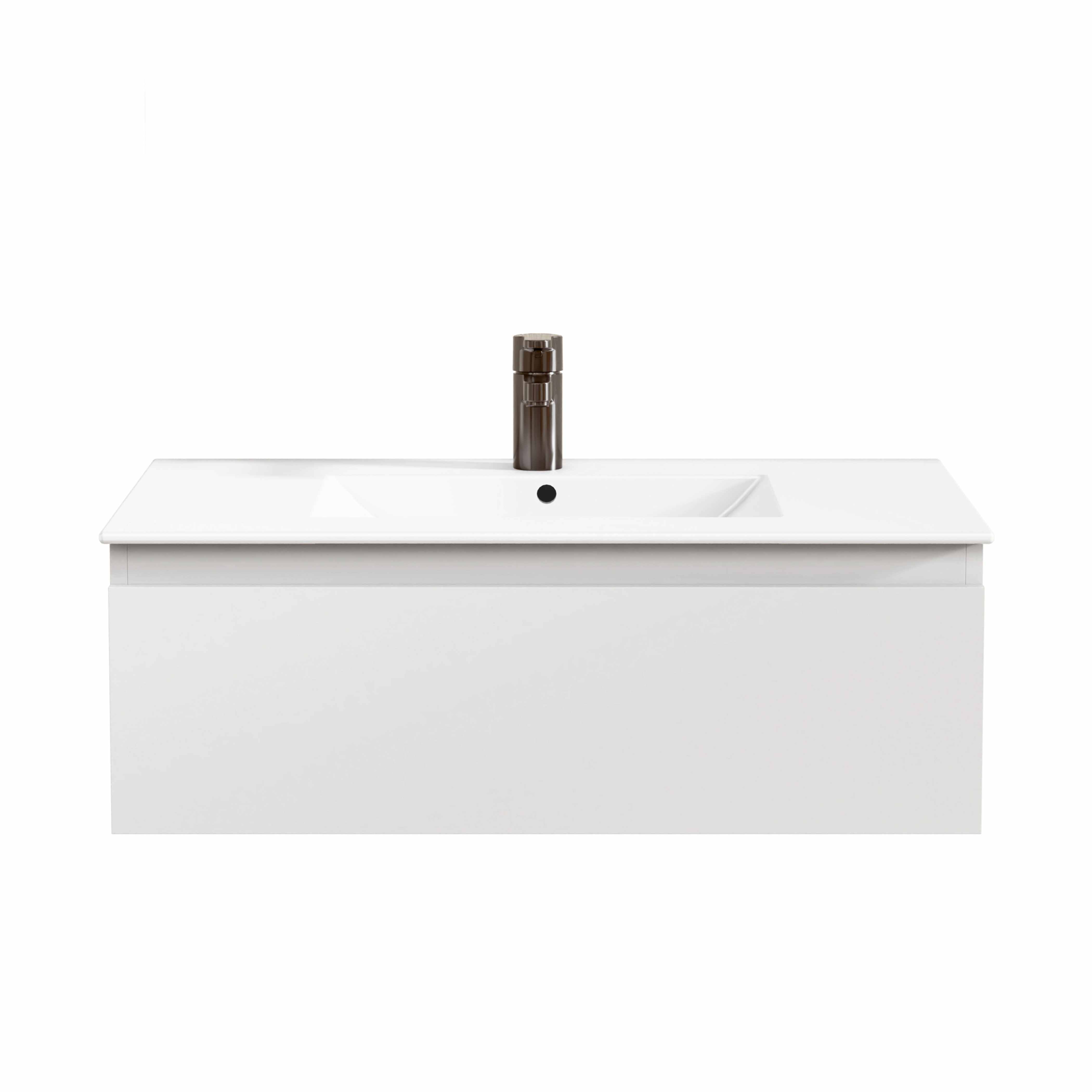 BELLOBATH - Mueble de baño suspendido con lavabo de cerámica - Mueble de baño con 1 cajón