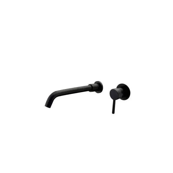 VALAZ Guadiana Grifo de lavabo de 26 cm redondo y empotrado fabricado en latón color negro mate