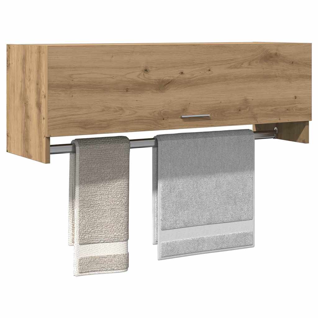 vidaXL Armario de madera contrachapada 100x32,5x35 cm en color Blanco brillante/Marrón roble/Madera antigua y más | almacenamiento funcional diseño moderno para baño dormitorio sala