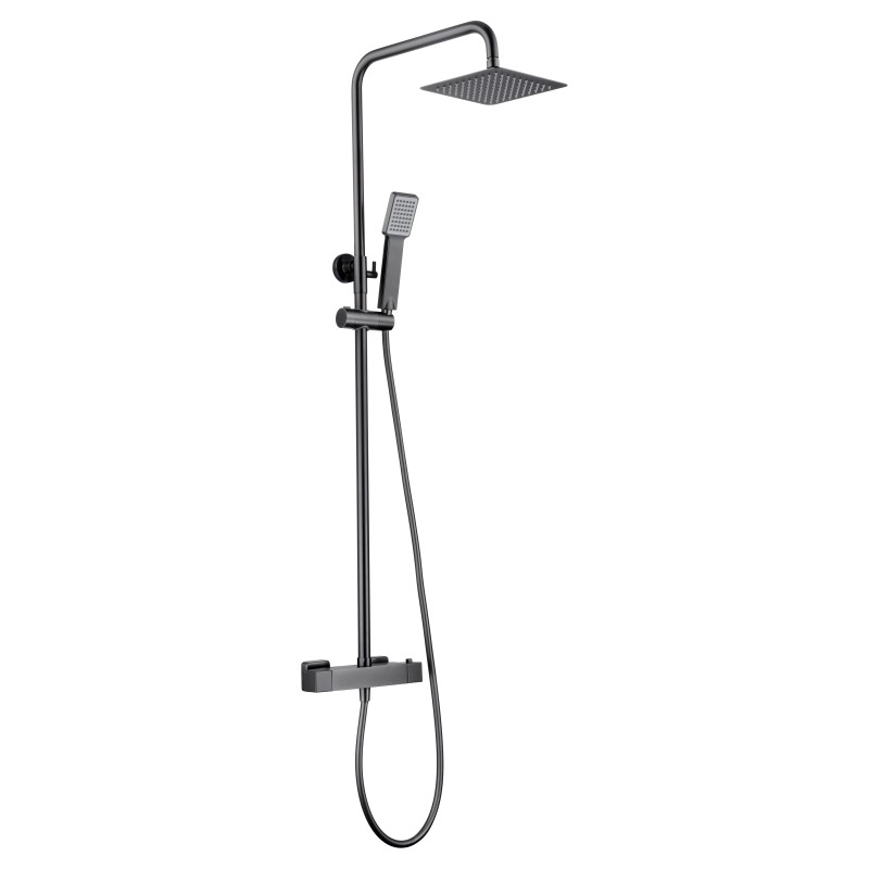 Imex Art BTAR025/BGM Barra de ducha termostática de acero inoxidable con acabado negro metalizado