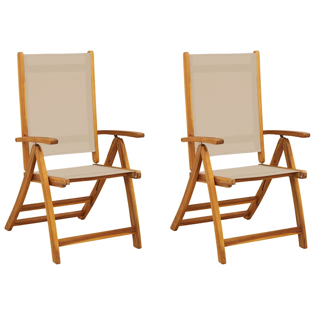 vidaXL Sillas de jardín plegables 2 uds madera maciza acacia textileno