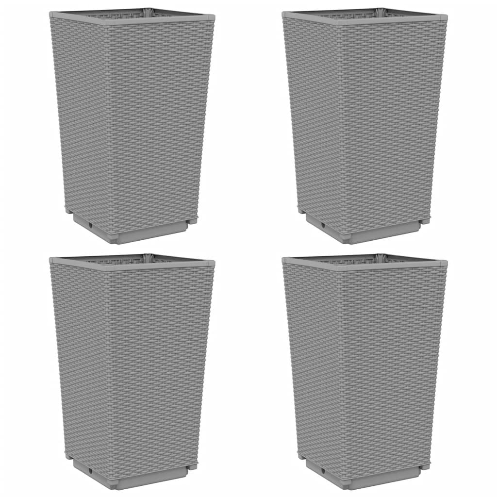 vidaXL Jardineras 4 unidades PP 32,5x32,5x57 cm Color Gris,  Gris claro,  Negro y mas