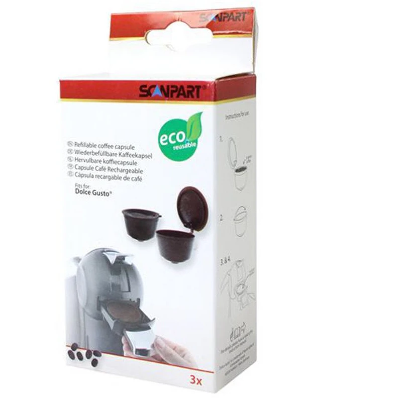Cápsulas rellenables Dolce Gusto, 3 cápsulas  Scanpart 2790000477 Raíz Accesorios Inicio Cafeteras SCANPART