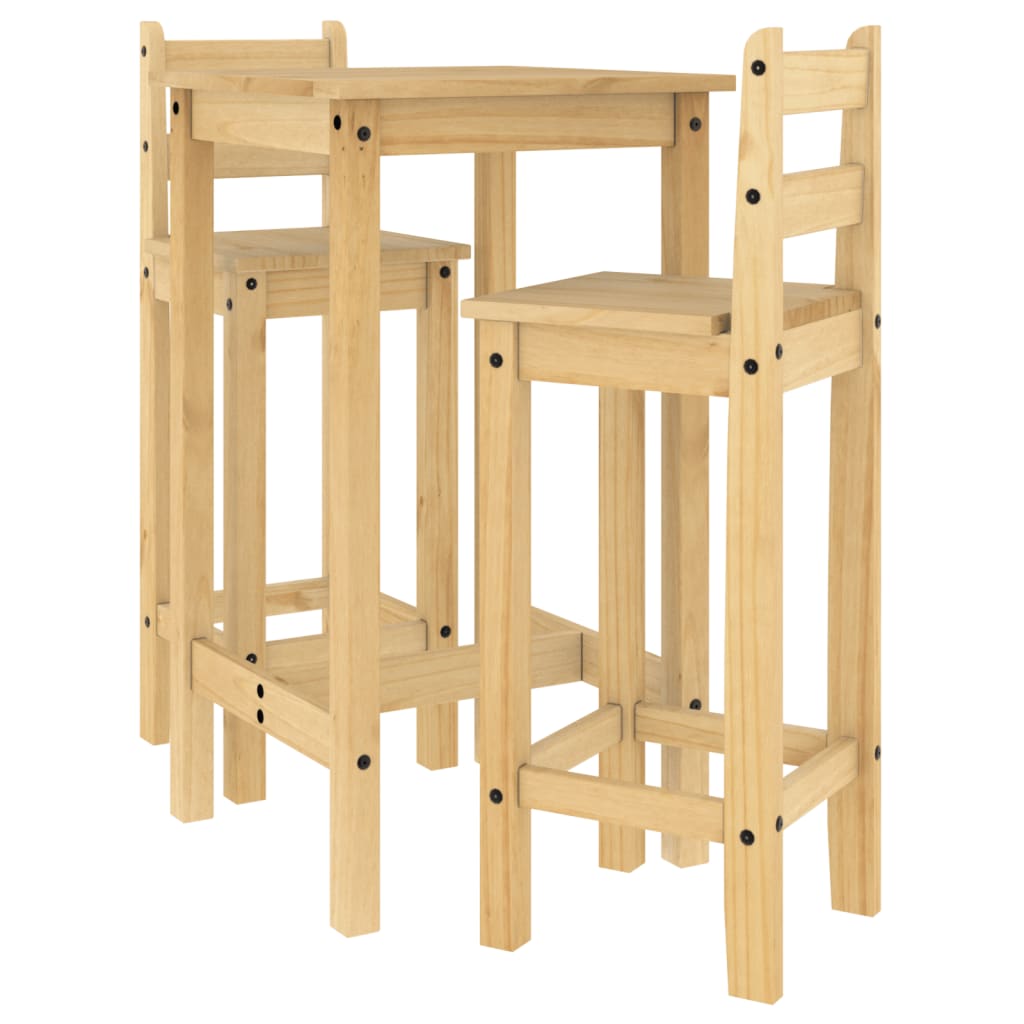 vidaXL Set de mesa alta y taburetes de bar 3 pzas madera maciza pino