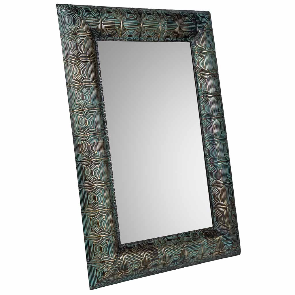Wonderlust Deco - Espejo de pared de metal azul 70x5x100 Azul 70x5x100h cm