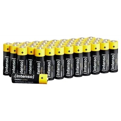 Intenso - Pilas alcalinas AA LR6 100 unidades modelo 7501521 de alta capacidad 2600 mAh para mandos, ratones y juguetes, sin mercurio y cumpliendo normativa UE