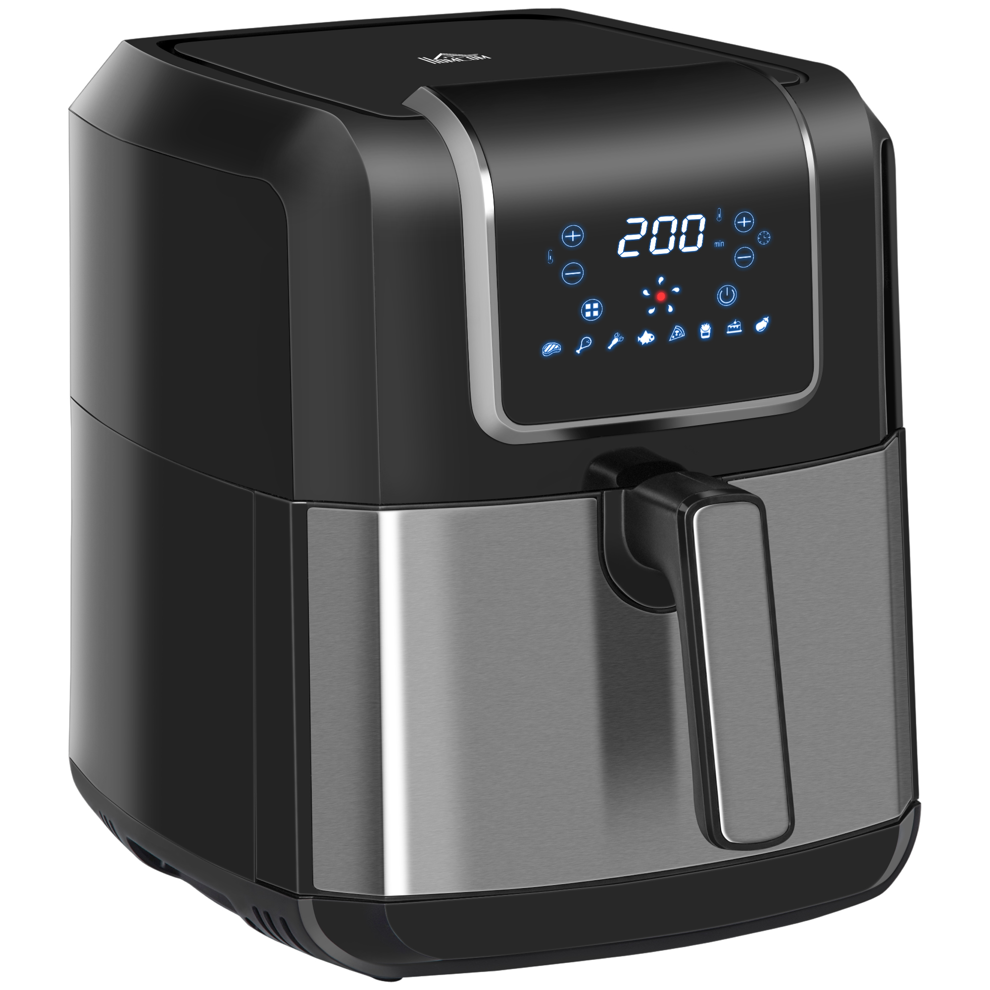 HOMCOM Freidora sin Aceite 6,5L 1700W Freidora de Aire Caliente con 8 Programas Pantalla LED Táctil Temperatura Ajustable Temporizador y Cesta Antiadherente 36,5x29x33,8 cm Negro