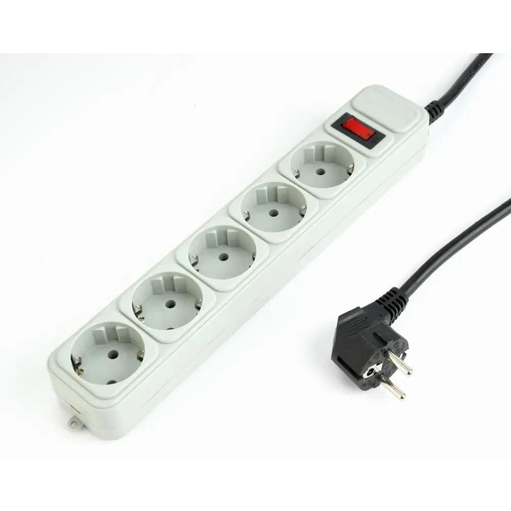 Gembird SPG3-B-15C Regleta Protectora de Sobretensión 5 Tomas Schuko con Interruptor 4.5m Blanca