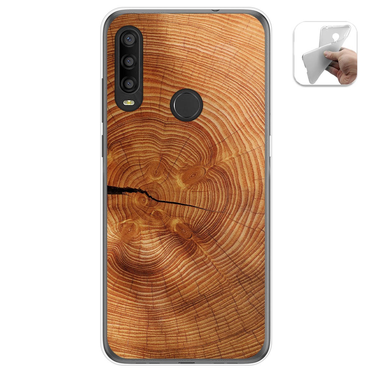 Tumundosmartphone Funda Gel Tpu para Alcatel 1SE 2020 diseño Madera 04 Dibujos