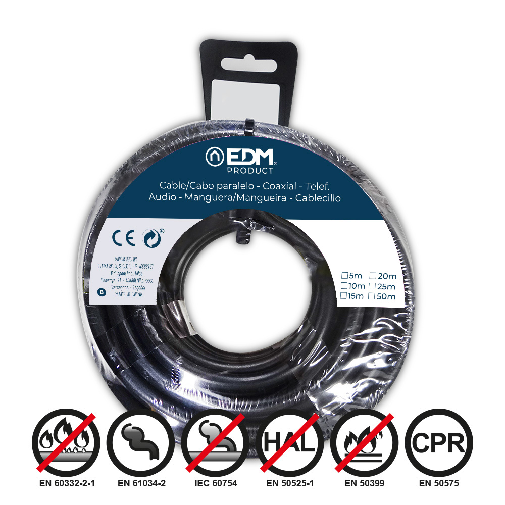 Carrete cablecillo h07z1-k 4,00 mm² negro, 50 m