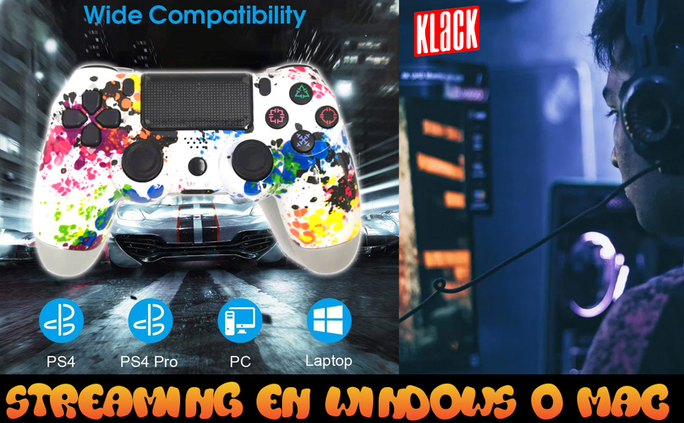 Mando Inalambrico PS4 Compatible con Play Station 4 Doubleshock Klack®  Blanco y Rojo PKLACKS4 – Klack Europe