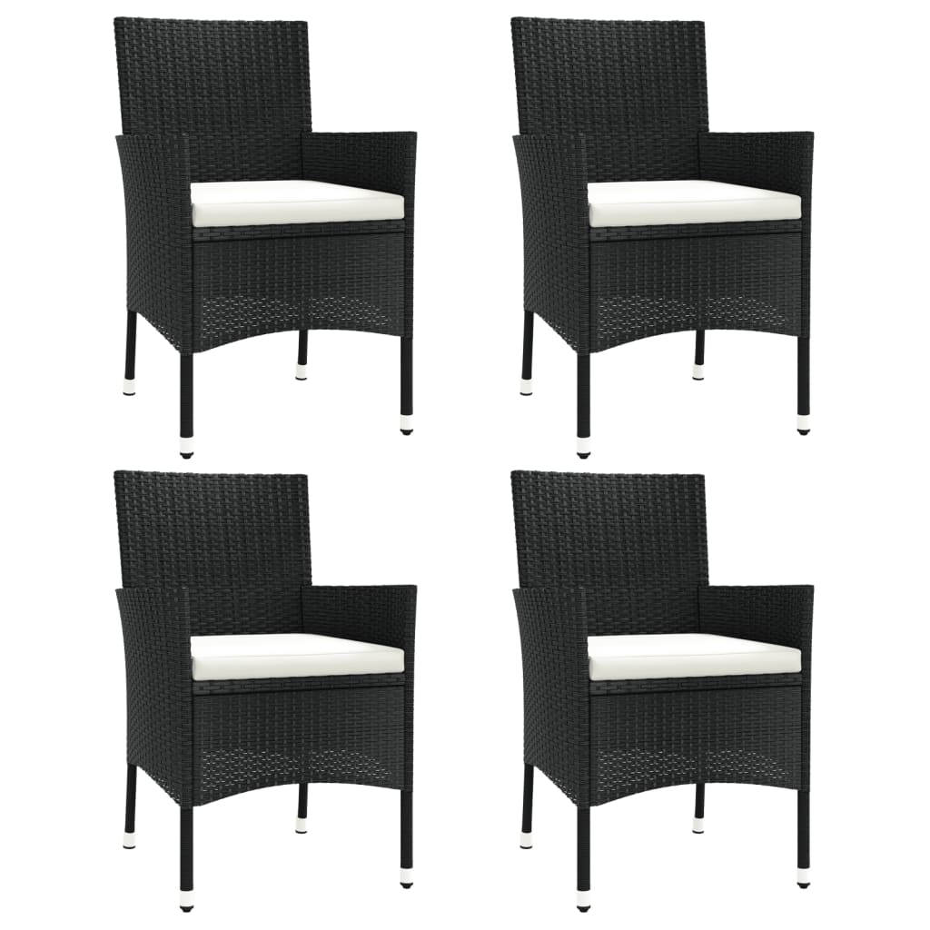 vidaXL Sillas de jardín con cojines (4 unidades), ratán sintético negro (solo Reino Unido, Irlanda, Finlandia y Noruega)