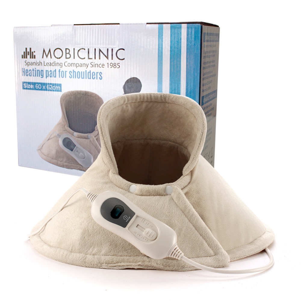 Almohadilla cervical Eléctrica Mobiclinic 3 rangos de temperatura Apagado automático Muy bajo consumo 100W Marca Española Protección por sobrecalentamiento Lavable Para cuello 62x60cm