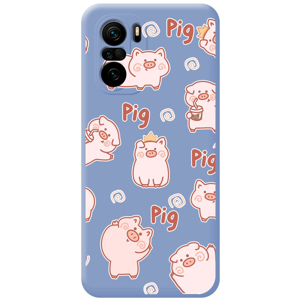 Tumundosmartphone Funda Silicona Líquida Azul para Xiaomi POCO F3 5G / Mi 11i 5G diseño Cerdos Dibujos