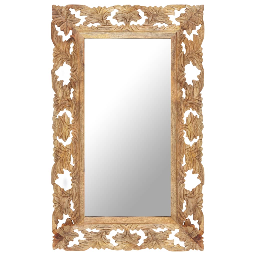 vidaXL Madera Maciza de Mango Espejo Tallado a Mano 80x50 cm Maquillaje Color Blanco,  Marrón, y mas