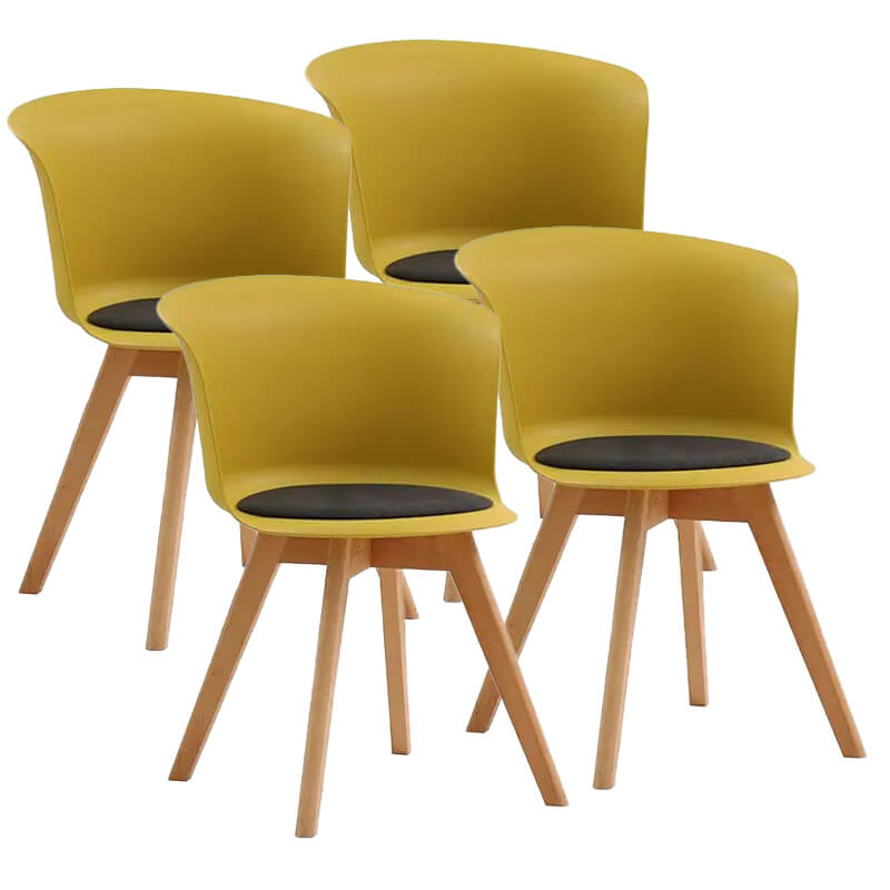 NO - Silla Eames ALLinLIFE Juego de 4 sillas de comedor Patas de madera Almohadilla de cojín suave Elegante DELUXE Retro Lounge Comedor Oficina EVA