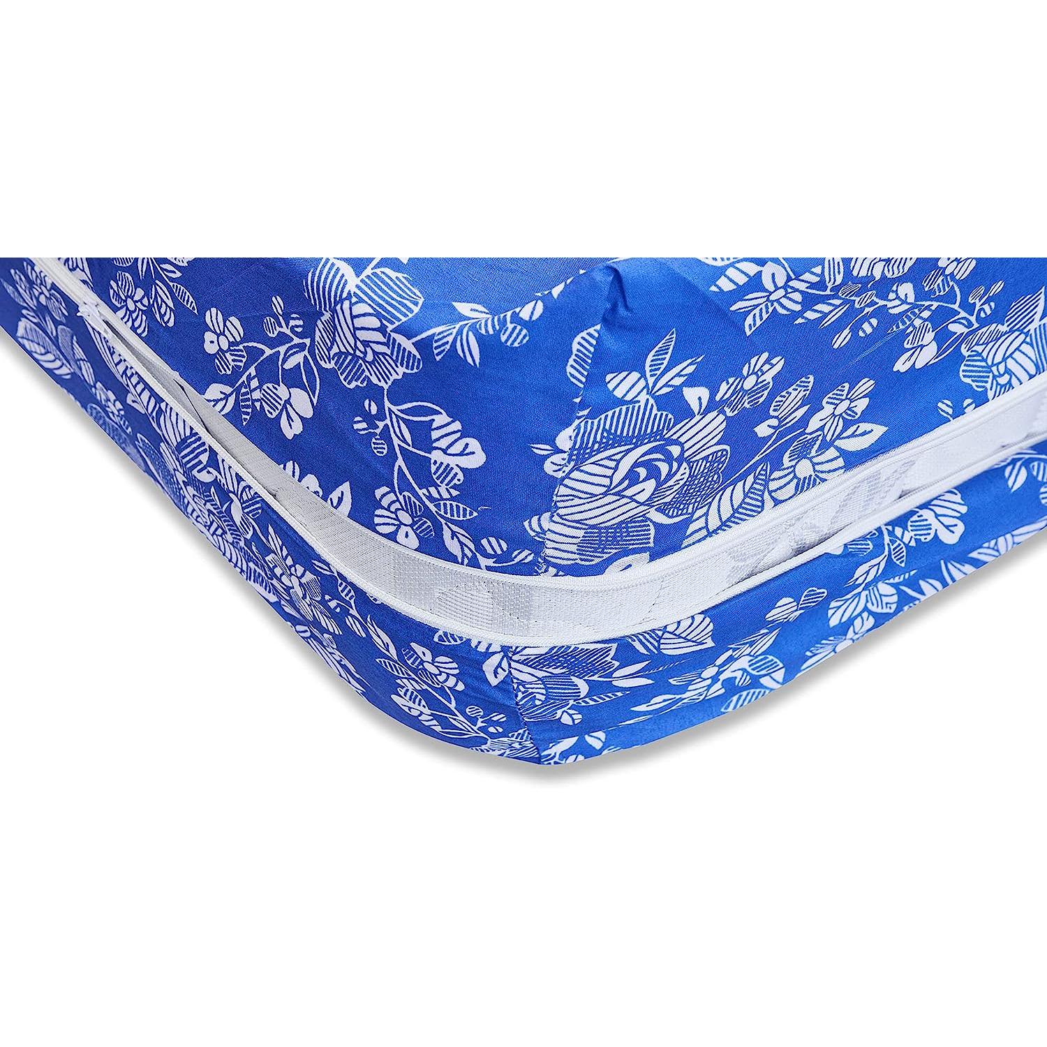 DECASATEXTIL- Funda de colchón de Azul con Estampado Floral - Disponible en Diferentes Medidas – Transpirable, Adaptable.