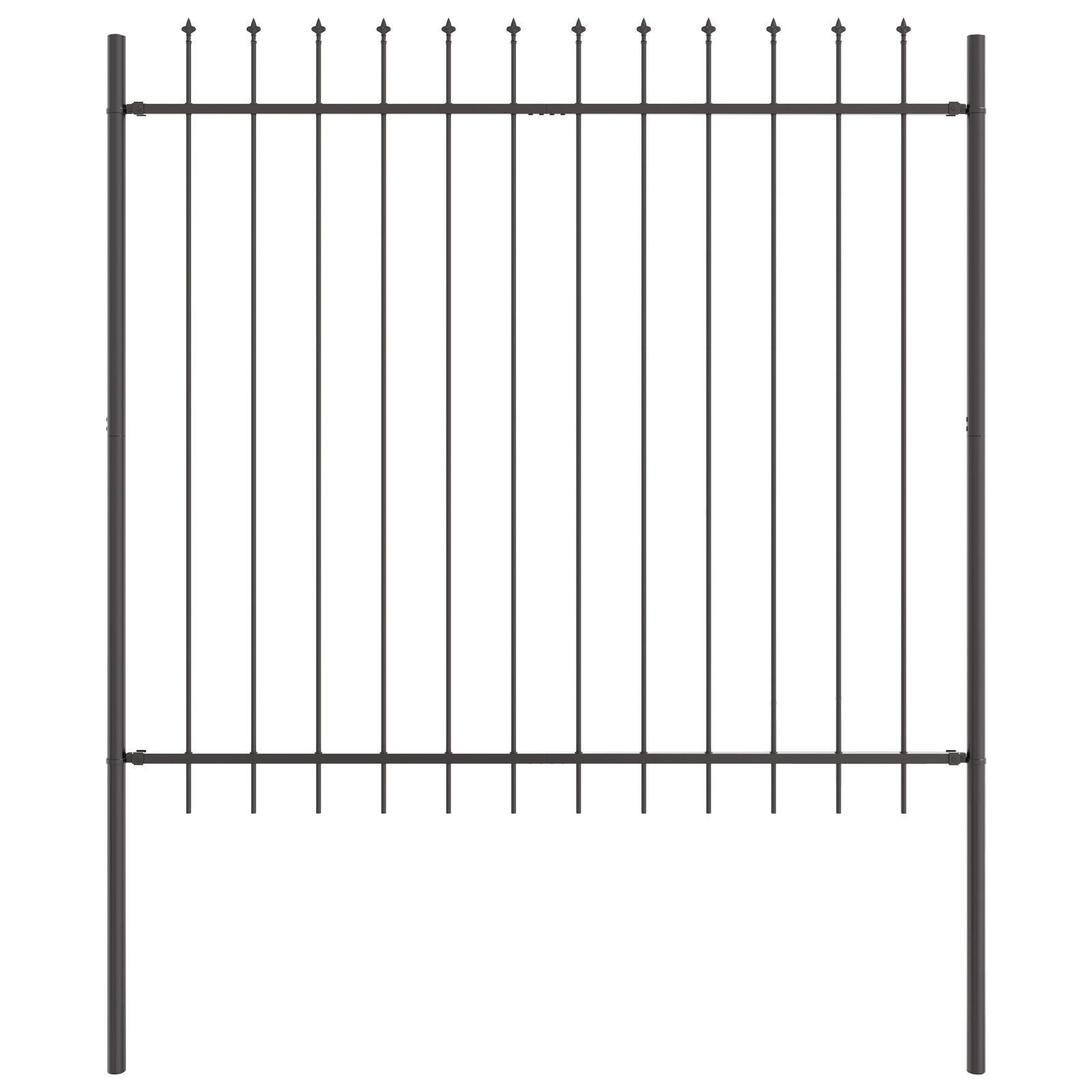 valla de jardín vidaXL con punta de lanza gris de 5,1x1,5 m de acero