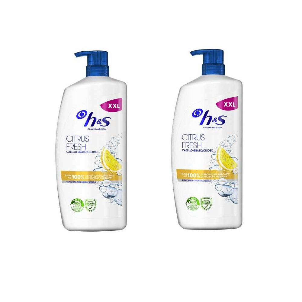 Champú Anticaspa Citrus Fresh, Hasta Un 100 % De Protección Contra La Caspa2*1000 ml-H&S Apple Fresh Champú Anticaspa 2x1000ml H&S Menthol Fresh Champú Anticaspa con Dispensador2*1000ml