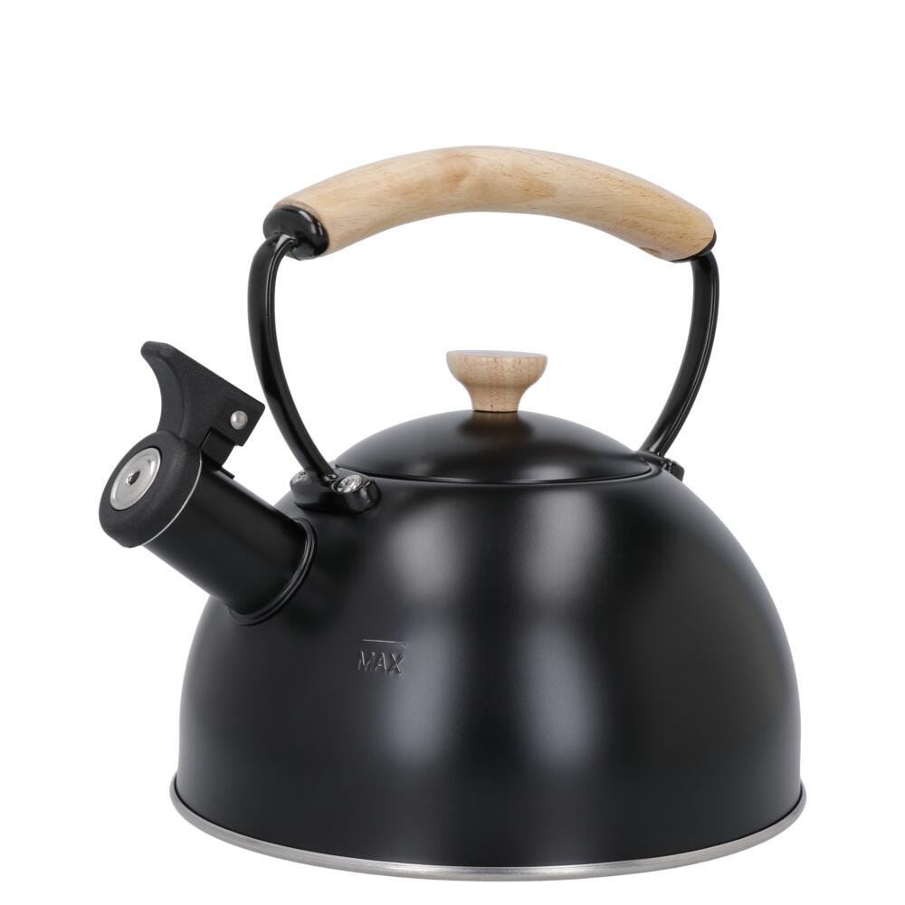 La Cafetiere Cafetière LCWHKETBLK - Hervidor Silbante Negro con Mango de Madera, 2,5 L, Acero Inoxidable - Diseño Elegante