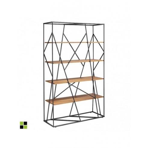 Momma Home Estantería Eye de Diseño en Hierro y Madera de Nogal para Salón y Hogar