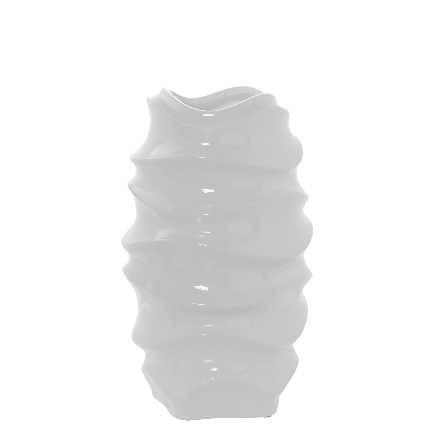 Jarron ceramica 33cm blanco brillo 20x33cm