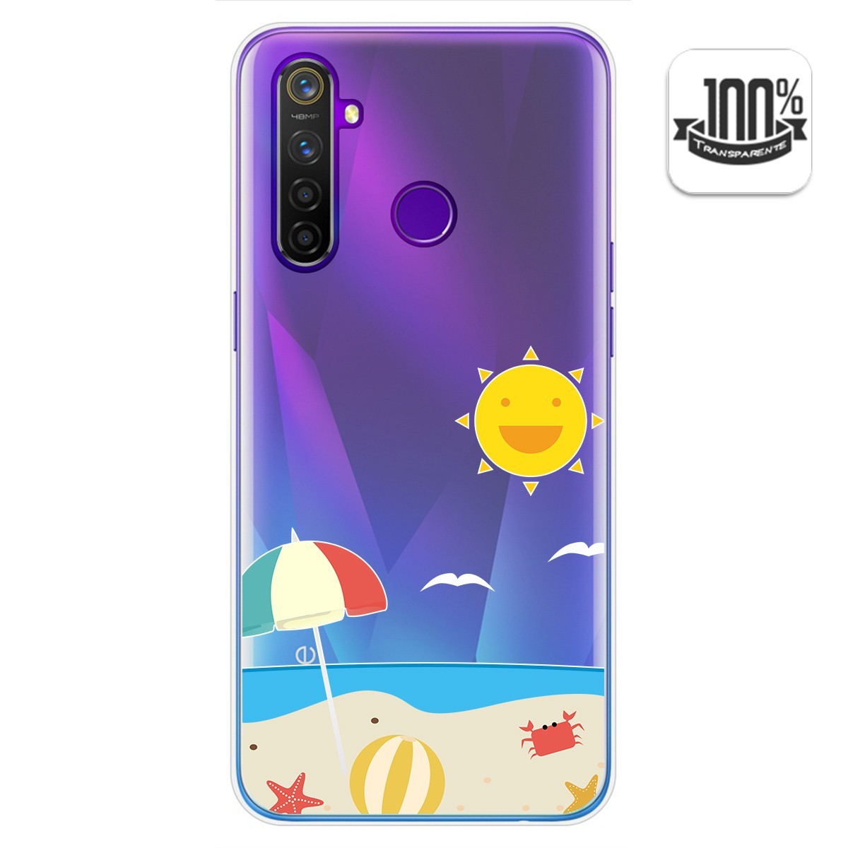 Tumundosmartphone Funda Gel Transparente para Realme 5 Pro diseño Playa Dibujos
