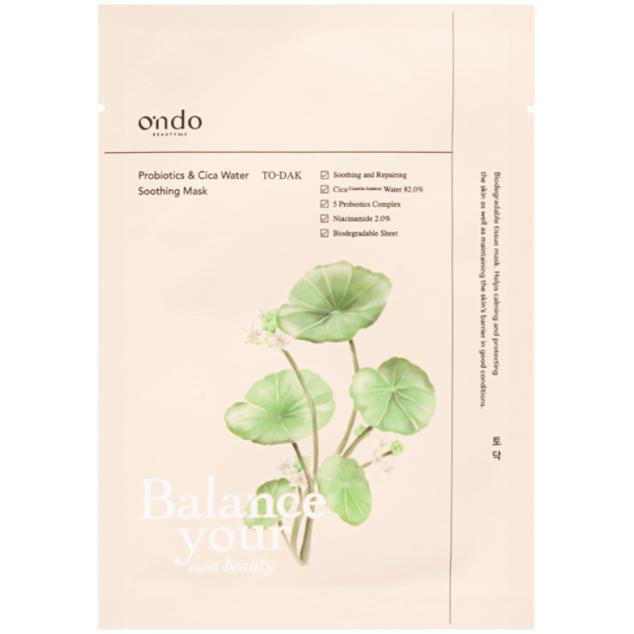 Ondo Beauty 36.5 - PROBIOTICS & CICA WATER SOOTHING MASK TO-DAK (25g) – Mascarilla vegana con Cica y probióticos calmante