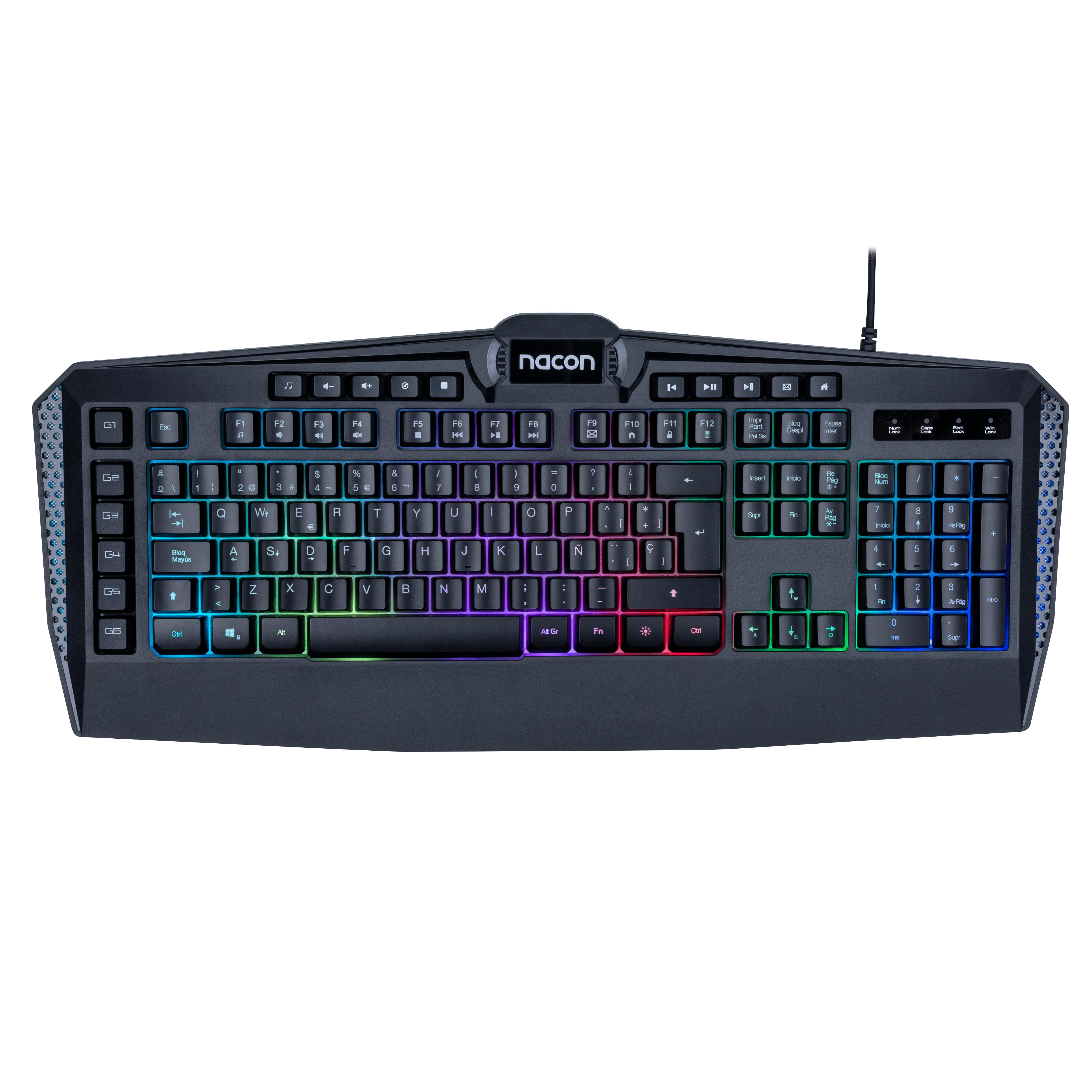 Nacon - Teclado Gaming de membrana, Retroiluminado USB, QWERTY Español