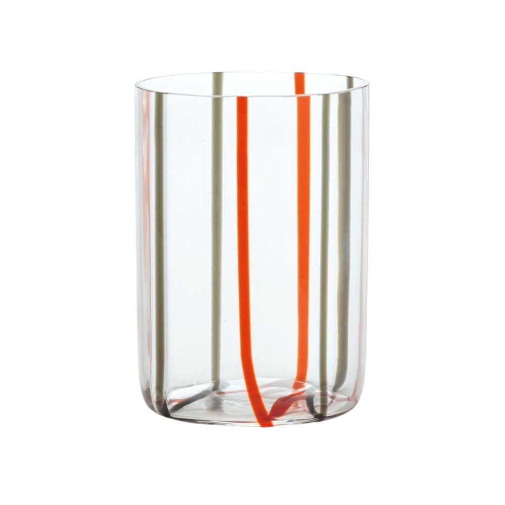Tirache Zafferano Vaso en Vidrio Borosilicato Bicolor Rojo-Gris Caja de 6 Piezas