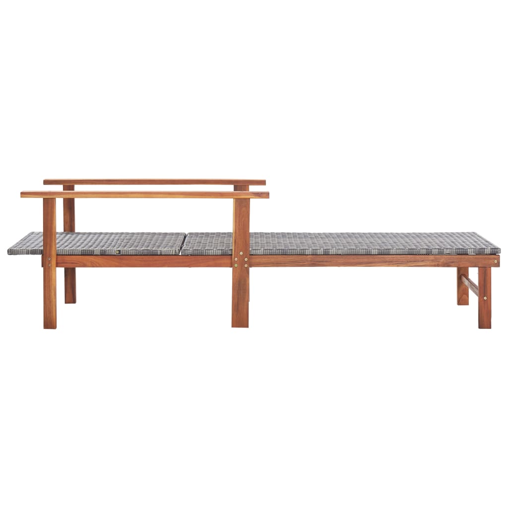 Vidaxl Tumbona Madera Maciza de Acacia y Ratán Sintético Ratán Gris Sin Cojín