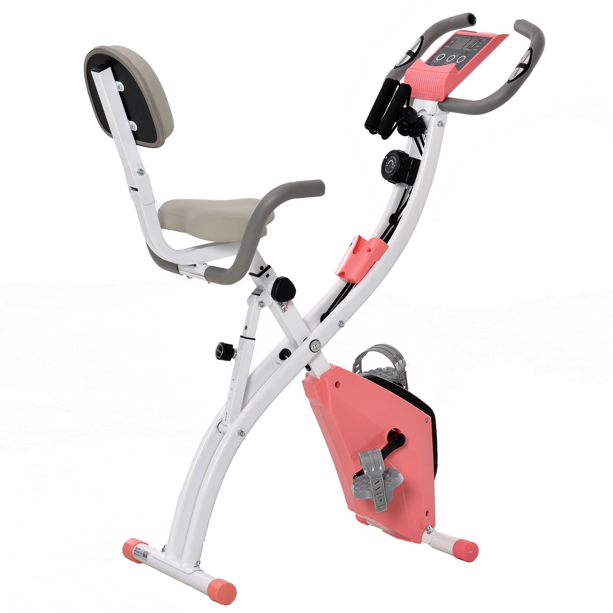 HomCom Bicicleta Estática Plegable 2 en 1 Rosa