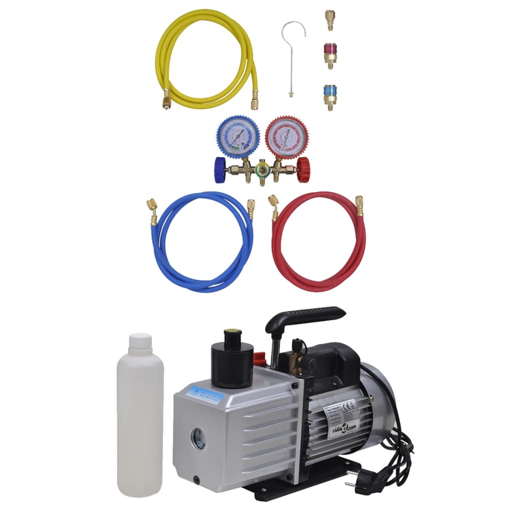 vidaXL Bomba de Vacío Set de Manómetros 2 Vías para Aire Acondicionado Garaje Dimensiones 50 l / min, 100 l / min