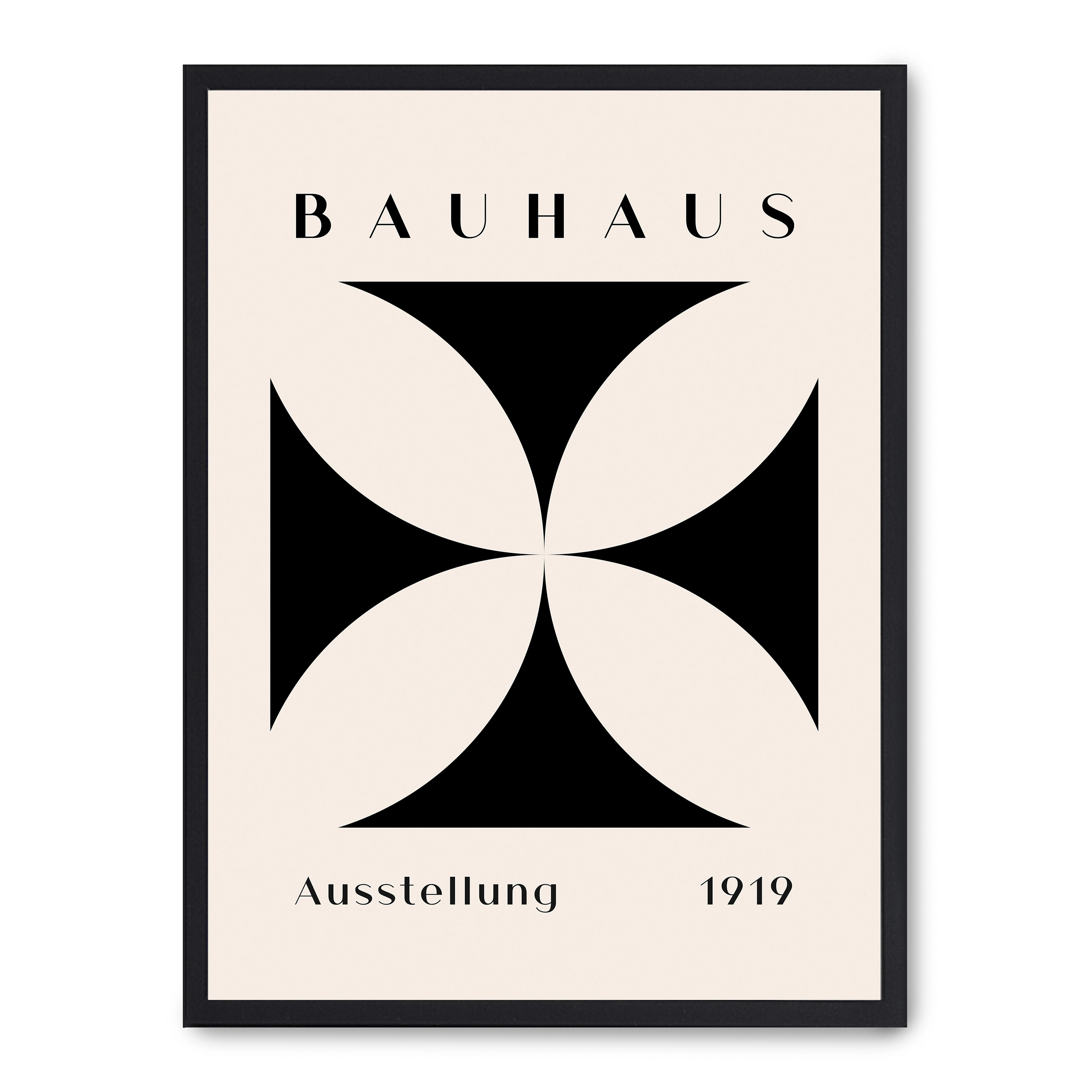 Cuadro bauhaus black forms ii 30x40cm, Póster impreso en papel de primera calidad de 180gr, montado sobre marco de madera MDF acabado en negro., Arte - Bauhaus