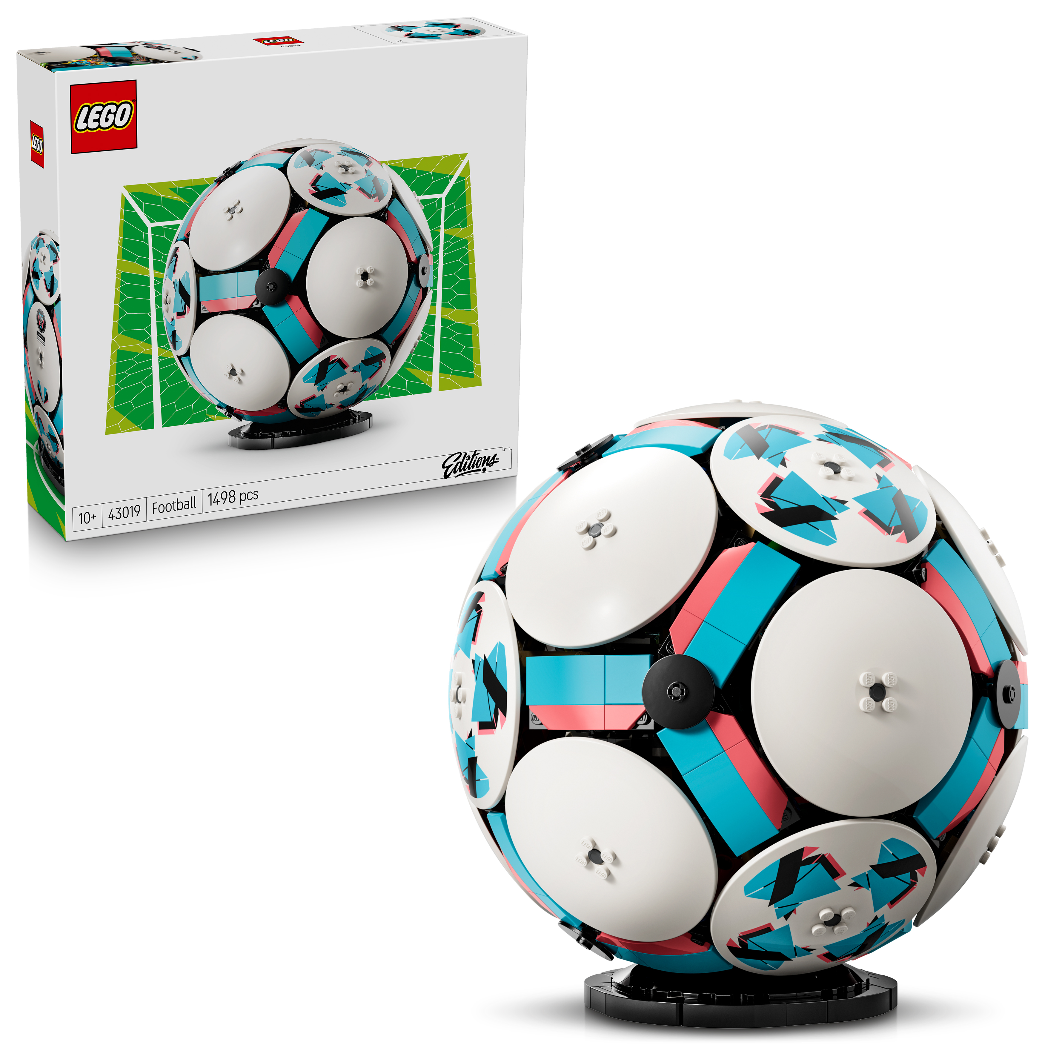 LEGO® 43019 Editions Sports Balón de Fútbol Juguete Infantil Modelo Coleccionable Talla 5 con Base de Exposición y Microescena de Celebración para Niños y Niñas a partir de 10 Años