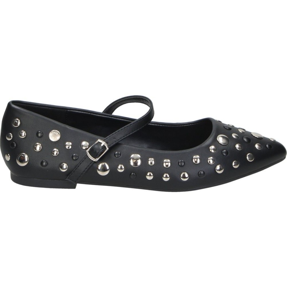 REFRESH | Zapato Plano Refresh para Mujer – Zapatos Estilosos en Color Negro con Tachuelas – Bailarina con Hebilla – Cómodos y Versátiles – Estilosos – Moda – Modelo 175094