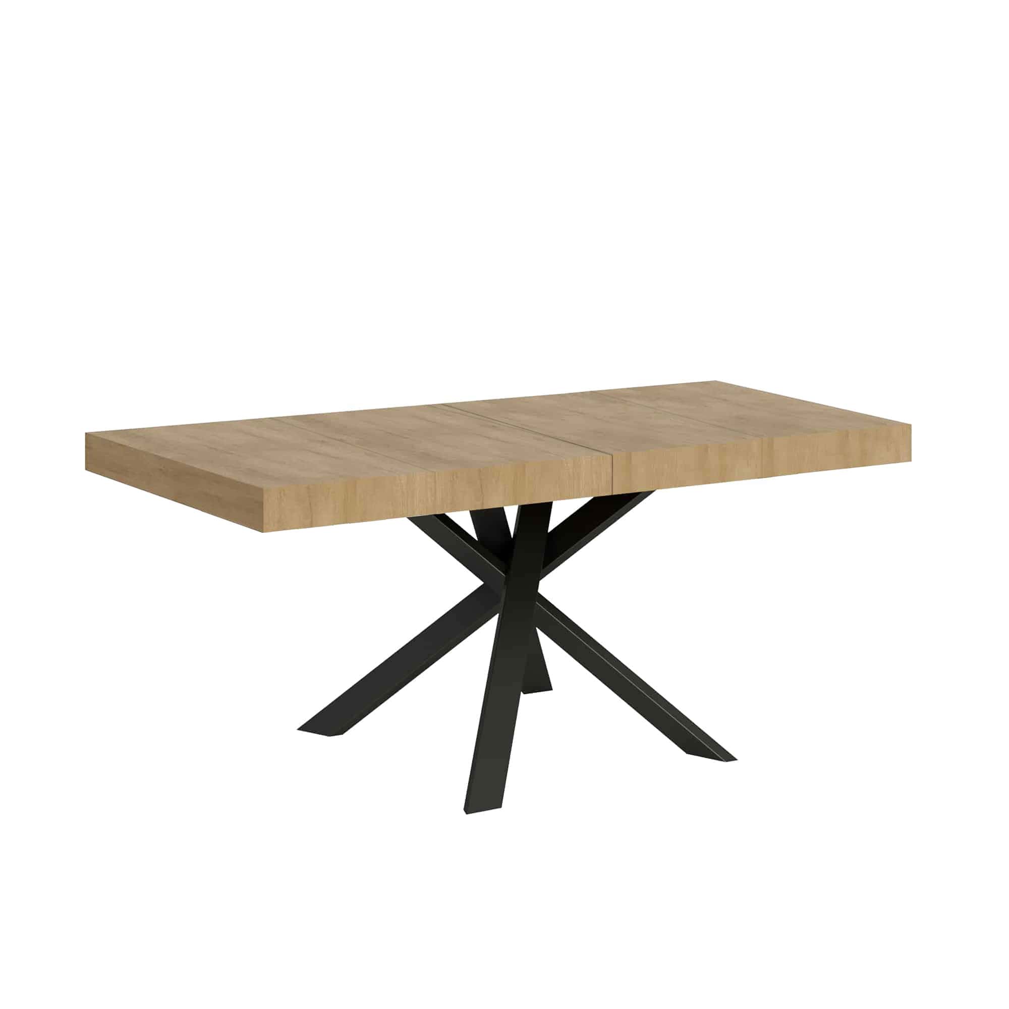 Mesa extensible 90x90/194 cm Clerk Premium Tapa de Roble Natural - Patas Antracita - Itamoby