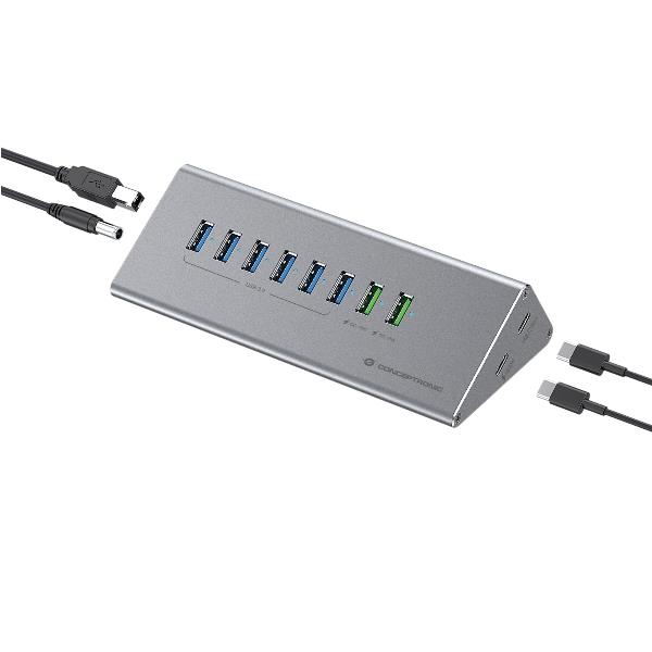 Conceptronic HUBBIES18G hub de interfaz USB 3.2 Gen 1 (3.1 Gen 1) Type-B 5000 Mbit/s Gris